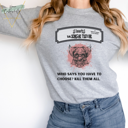 Satan's Affair Licensed Crew Neck for all of Sibby's girlies! Made with a beautifully blended Gildan 50/50 Crewneck that sports unmatched comfort.&nbsp;